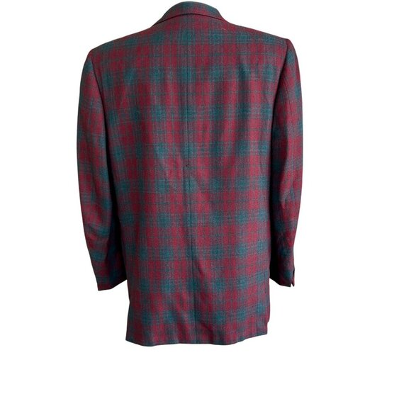 Louis Roth Union Made Vintage 80s Red Gray Plaid Wool Blazer Sports Coat Size 39 - Picture 3 of 15